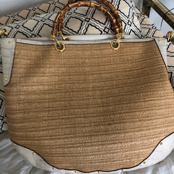 Gucci raffia straw and leather large bag - Picture 9 of 9
